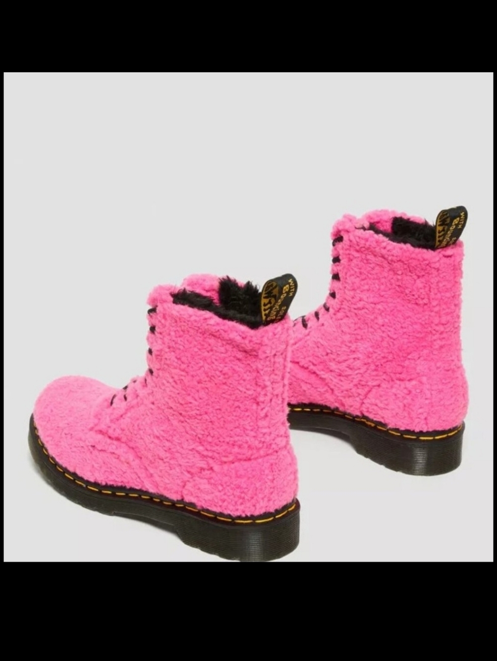 NWOB Dr. Martens 1469 Lux Borg  Faux-Shearling Boots In Clash Pink.  Size 8 - Picture 2 of 5